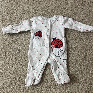 Gray and Red Polka Dot Baby One-Piece with Ladybug Motif Carters Preemie